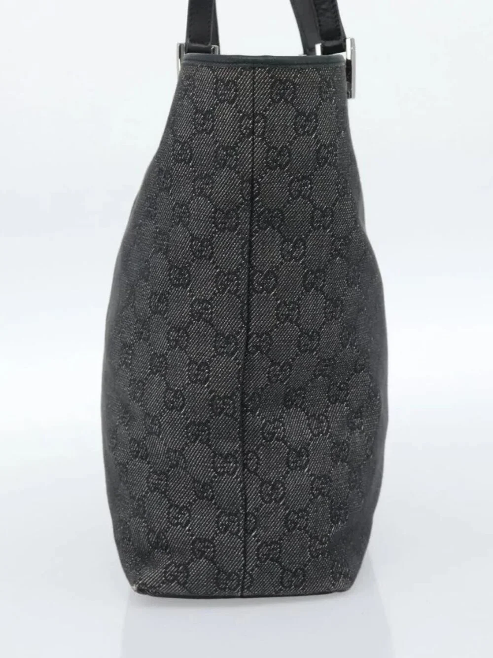 GUCCI GG Canvas Tote Bag Gray Silver 31243 Auth ep14697